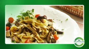 Talharim com cogumelos e vinho branco