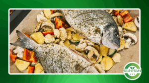 Receita de peixe assado com batatas e legumes