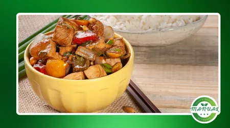 frango xadrez estilo chinês