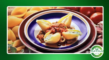 Conchiglione recheado com bacalhau