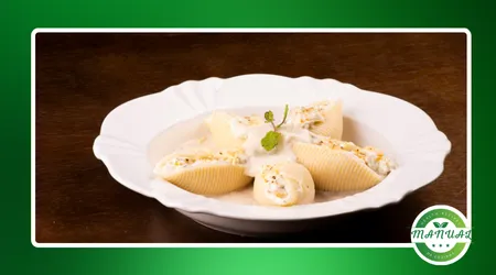 Conchiglione recheado com bacalhau