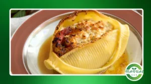 Conchiglione recheado com bacalhau ao creme de alho: massa sofisticada para a ceia