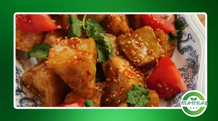 Legumes assados com missô e mel