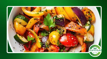 Legumes assados com missô e mel