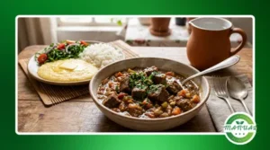 Picadinho de carne com molho rústico para almoço caseiro
