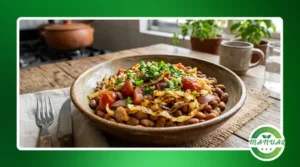 Receita prática de feijão caramelizado com repolho e tomate para jantar nutritivo