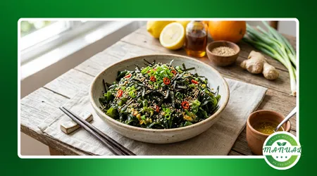 Salada de algas crocantes com gergelim