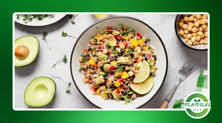 salada de quinoa com manga