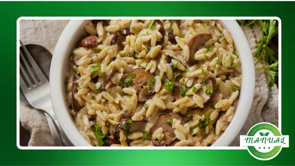 Orzo cremoso com cogumelos