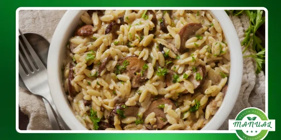 Orzo cremoso com cogumelos receita prática para dias frios