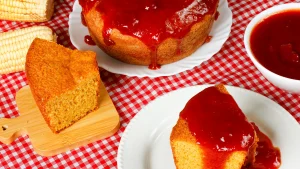 bolo de fubá com goiabada e erva-doce